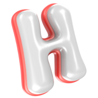 H Font Red And White 3D Rendering png