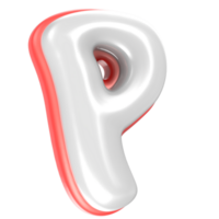 P Font Red And White 3D Rendering png