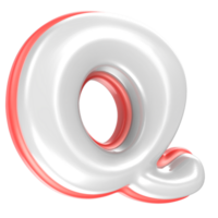 Q Font Red And White 3D Rendering png