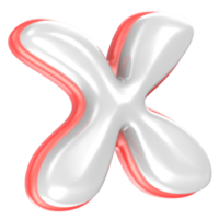 X Font Red And White 3D Rendering png