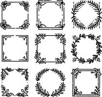 For Decoration And Design Border Frames In Vintage Style Monochrome Cosmonaut On Solid White Background vector