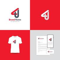 4U Letter Logo Design. This logo is creative, simple, elegant, modern, and unique which is a combination of typography of the letters 4 and U. This logo is suitable for professional businesses. vector