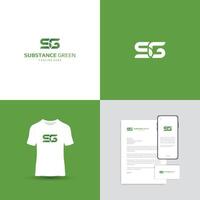 SG Letter with Leaf logo. It combines the letters 'S' and 'G' with leaf illustrations and is Suitable for professional businesses or organizations. vector