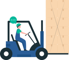 Warehouse Loader Stacking Boxes, Efficient Warehouse Operations, Boxes Loading. illustration png