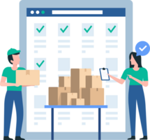 Efficient Warehouse Team Using Technology for Inventory Management. Transparent Background, image. Illustration png