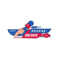 breaking news logo with microphone vector