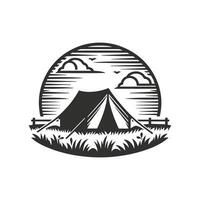 Silhouette camping tent design art. vector