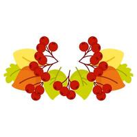 Autumn composition of yellow leaves and red berries vector