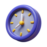 3d blue clock icon on a transparent background png