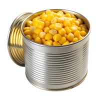 Canned corn in tin can isolated on transparent background png