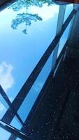 a table reflecting the sky. abstract background with space for text photo