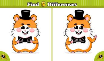 Find the 5 Winnking Hamster Differences vector