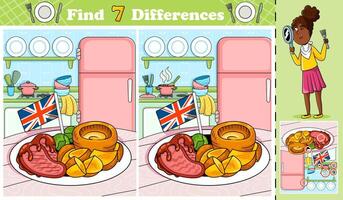 Spot the 5 Differences A Little Chef's Sunday Roast Challenge vector