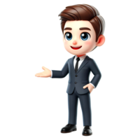 Cartoon businessman doing a presentation with smiling face png