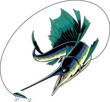 Sailfish Catching The Fishing Lure Graphic Design vector