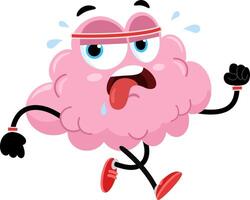 Funny Brain Cartoon Character Jogging vector