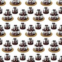 Chocolate cake with sugar icing. illustration on a white background. Simple seamless pattern. vector