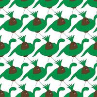 Funny pineapple character with a dinosaur swimming ring. Simple seamless pattern. illustration. vector