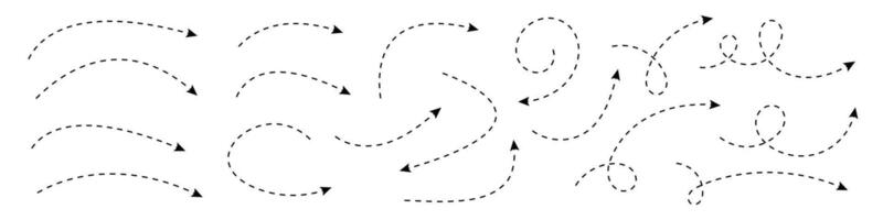 Curved dotted arrow. Zigzag arrow stripes design with dotted lines. vector
