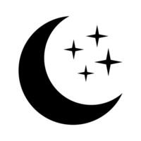 Crescent moon with stars icon on white background. Night icon. Crescent moon icon. Minimalist style. vector