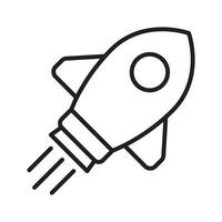 Rocket line icon. Rocket launch line icon. Flying rocket line icon. vector