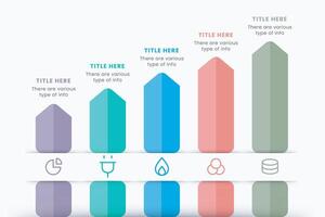 Business presentation growth arrow infographic template with 5 steps or process to success, illustration. vector