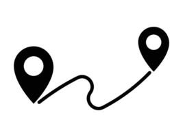 route location glyph icon with white background, Route planning and optimization icon. vector