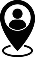 Man Location Icon Glyph icon, Man location Navigation map symbol in flat style, Location icon. Pointer symbol. Pin sign Isolated on white. vector