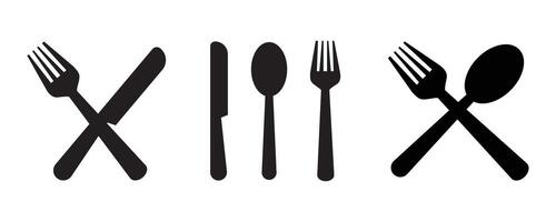 Fork, knife, spoon set icons. Dinner service collection. Tableware set flat style. fork and knife for apps and websites. vector