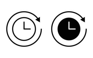 Duration icon Black line or flat style, Duration icon, 24 hours, repeat, clockwise, counterclockwise icon set, duration time icon, eps 10, vector