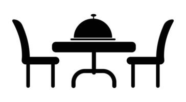 Dining table icon for a place to eat dishes, Table and chair icon flat style, Monochrome simple Interior Furniture icon for templates, web design. vector