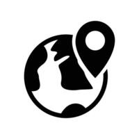 Geolocation Globe icon, Globe with location icon, Word navigation. Earth with destination mark. Pin icon with Earth. illustration. vector