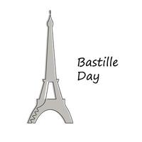 Bastille day in one continuous line in color. One line drawing, minimalism. vector