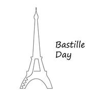 Bastille day in one continuous line. One line drawing, minimalism. vector
