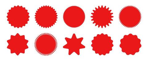 A set of red stars and circles. The circles are arranged in a grid pattern vector