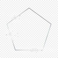 Silver glowing pentagon shape frame with sparkles vector
