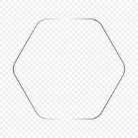 Silver glowing rounded hexagon frame vector