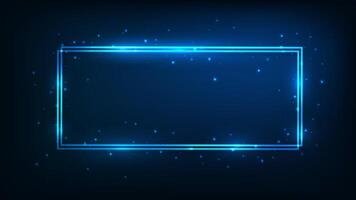 Neon double rectangular frame vector