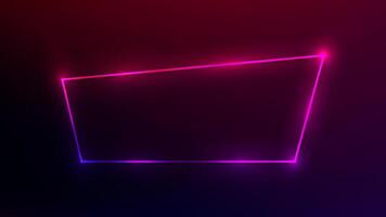 Neon trapezoid frame with shining effects vector