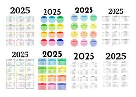 Set of calendars for 2025 isolated on a white background vector