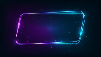 Neon rounded parallelogram frame vector