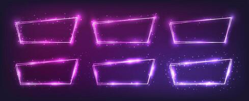 Neon double frame with shining effects vector