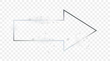 Silver glowing arrow shape frame with sparkles vector