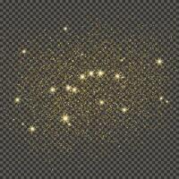 Gold glittering dust on a gray background. Dust with gold glitter effect and empty space for your text. illustration vector