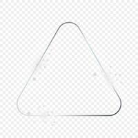 Silver glowing rounded triangle frame with sparkles vector