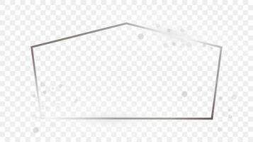 Silver glowing tetragon shape frame with sparkles vector