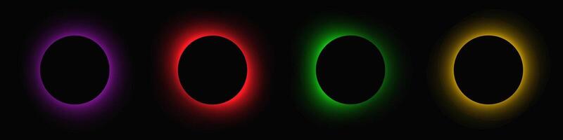 Set of circle illuminate light frames with color gradient vector
