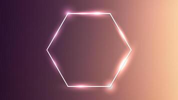 Neon hexagon frame with shining effects vector
