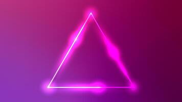 Neon triangle frame with shining effects vector