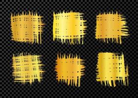 Gold brush stroke in square form on dark background vector
